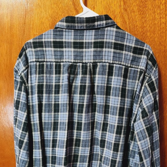 Men's 2X Open Trails Blue/Black Plaid Flannel Long Sleeve Button Down Shirt - Picture 9 of 9